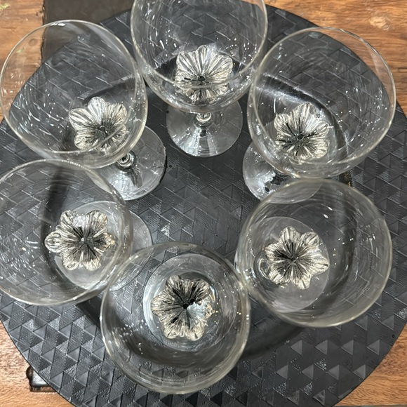 6 Belfour black stemmed hand made crystal cordial glasses - Picture 3 of 4